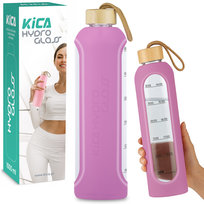 Butelka Szklana Na Wodę Trening Motywacyjna Bidon Kica Hydro Glass 1L Fioletowa