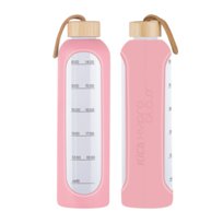 Butelka Szklana Na Wodę Trening Motywacyjna Bidon Kica Hydro Glass 1L Różowa