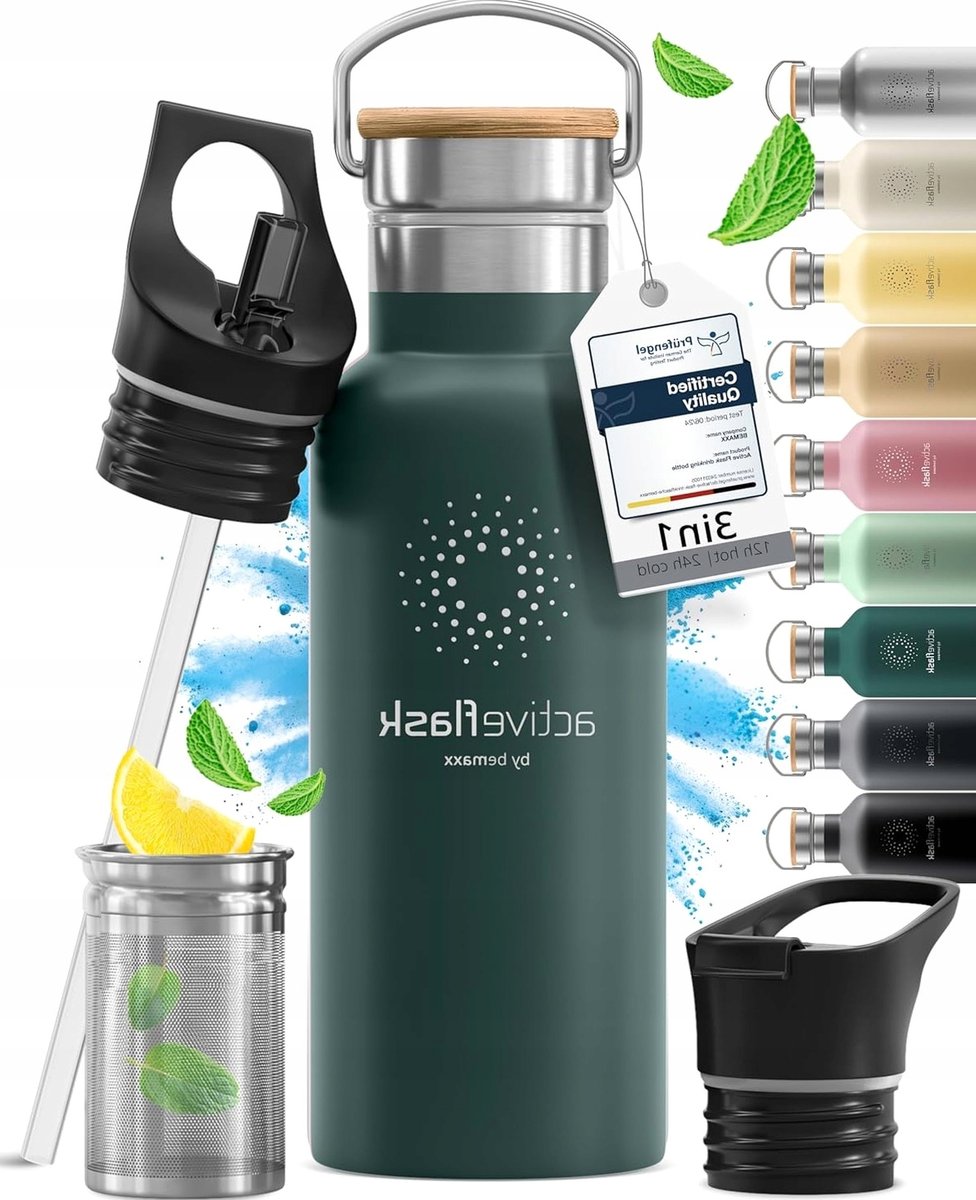 BUTELKA TERMOSOWA 530ML IZOLOWANA STAL NIERDZEWNA SZCZELNA ZESTAW ZAKRĘTKI