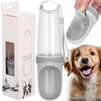 Butelka turystyczna na wodę z filtrem i poidełkiem dla psa 350 ml szaro-przeźroczysta