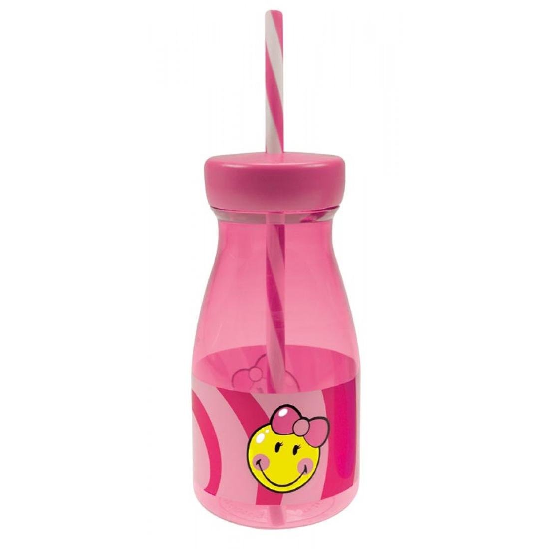 Butelka ze słomką dla dziewczynki, różowa Smiley Kid Zak! Designs, 0,36 l