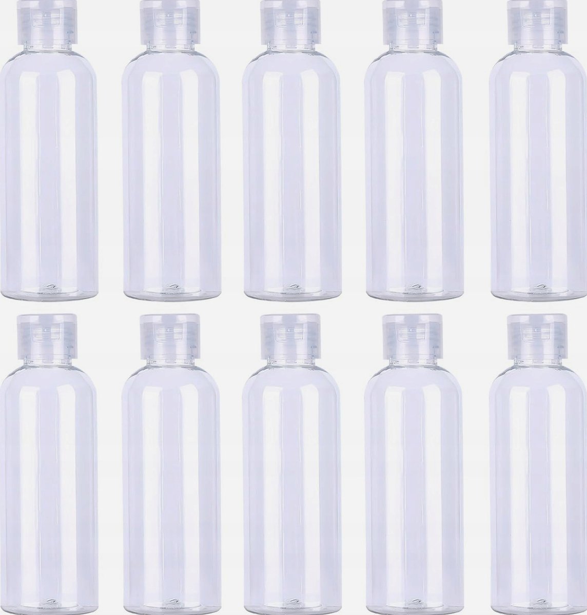 BUTELKI 10 SZTUK 100 ML ZESTAW PODRÓŻNY FLIP CAP PLASTIKOWE PUSTE ...