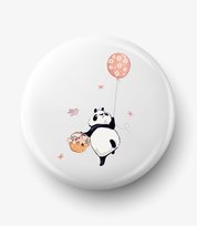 Button przypinka z grafiką panda i balonik, średnica 58 mm Fotobloki & Decor
