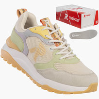 Buty Damskie RIEKER Półbuty Skórzane Sportowe Sneakersy Beżowe W2506-60 38 Rieker
