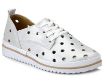 Buty damskie skórzane srebrne sznurowane ażurowe Loretta Vitale 564-41 Loretta Vitale