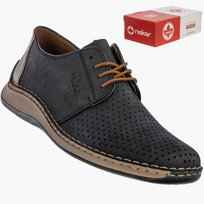 Buty Męskie RIEKER Półbuty Skórzane Casual Ażurowe Granatowe 05226-14 40 Granatowy Rieker