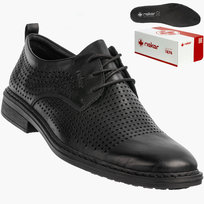 Buty Męskie RIEKER Półbuty Skórzane Eleganckie Wizytowe Czarne 17626-00 Czarny 42 Rieker