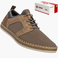 Buty Męskie RIEKER Półbuty Skórzane Sportowe Sneakersy Beżowe B5252-60 45 Rieker