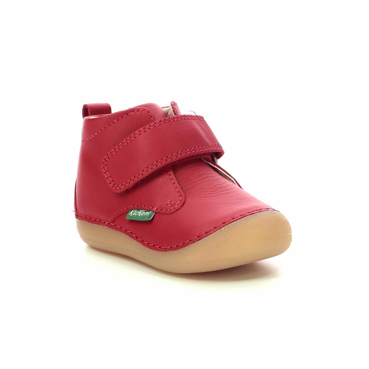 Kickers Stivaletto Bambina SABIO - Pelle Bordeaux Con Fiori Rosa, Taglia 25 EU, Chiusura A Strap