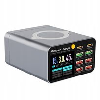 C-Tec szybka ładowarka sieciowa 8 portów USB PD +QC 80W + bezprzewodowa 15W