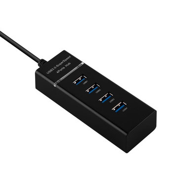Cadorabo 4xUSB 3.0 multi-interfejs plug & play z portem USB 3.0, 4 gniazdami USB 3.0 i wejściem ładowania USB-C dla laptopów w CZARNY - Cadorabo