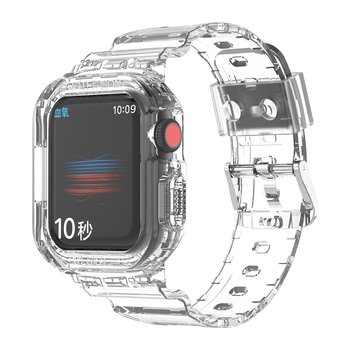 Cadorabo Pasek TPU kompatybilny z Apple Watch (Series 7 / 8) 45mm, (SE / Series 4 / 5 / 6) 44mm i (Series 1 / 2 / 3) 42mm w PRZEZROCZYSTY - Wymienny pasek na rękę odpowiedni dla Twojego Smartwatcha - Cadorabo