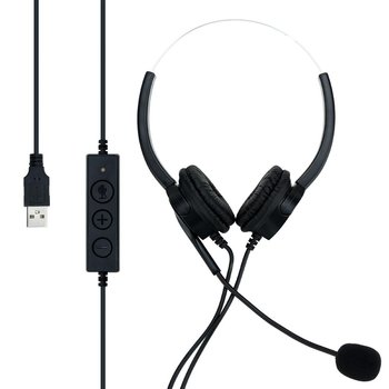 Cadorabo Zestaw słuchawkowy USB w CZARNY - Słuchawki do laptopa z mikrofonem z redukcją szumów do domu, biura, rozmów wideo, gier, muzyki itp. - Cadorabo