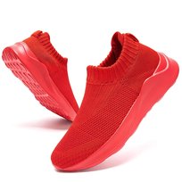 CAIQDM Buty Damskie Wsuwane do Biegania Oddychająca Siatka Czerwone 40