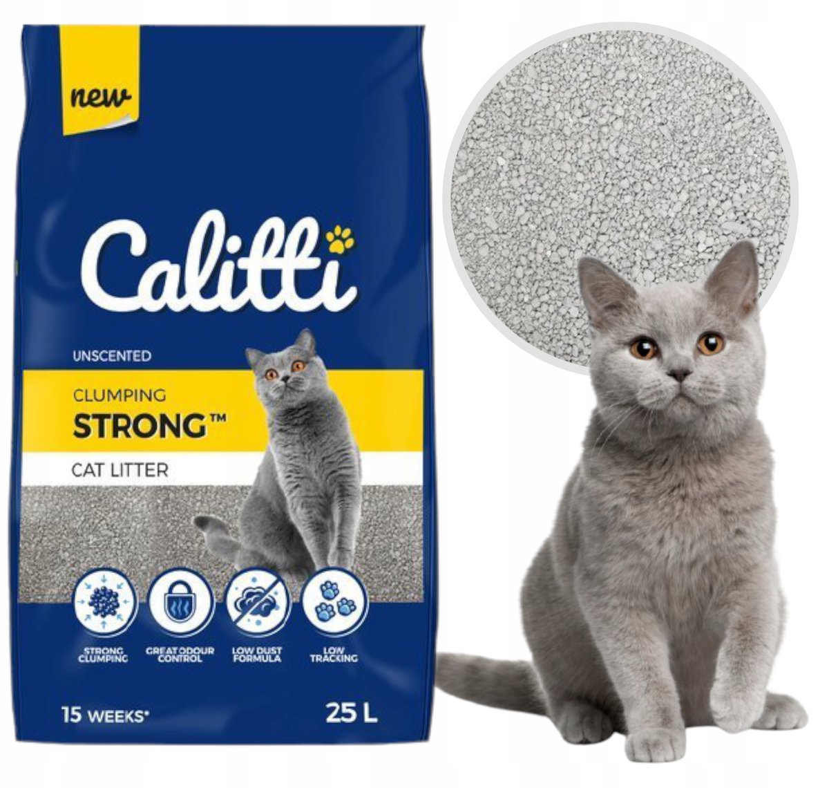 Zdjęcia - Żwirki dla kotów Strong Calitti Compact , Żwirek Bentonitowy Dla Kota Do Kuwet Zbrylający 25 
