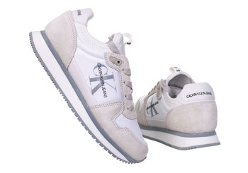 Calvin Klein Buty Damskie Runner Laceup Sneaker Sock White/Beige Yw0Yw00462 Yaf  - Rozmiar: 38 - Calvin Klein