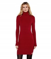 CALVIN KLEIN JEANS CZERWONA DOPASOWANA SUKIENKA Z GOLFEM S 2DA Inna marka