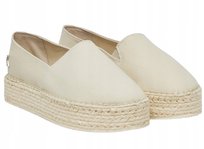 CALVIN KLEIN JEANS ESPADRYLE BEŻOWE ZE SKÓRY NA PLATFORMIE 39 24BA Calvin Klein Jeans
