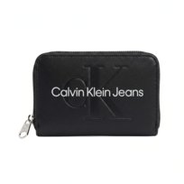 Calvin Klein Jeans Portfel Damski Mały Czarny Biały Logo Skóra Ekologiczna Calvin Klein Jeans
