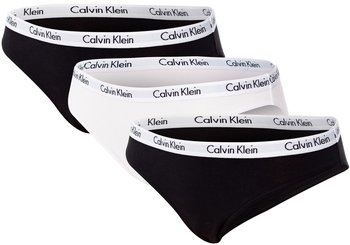 CALVIN  KLEIN MAJTKI DAMSKIE BIKINI 3 PARY BLACK/WHITE QD3588E WZB - Rozmiar: L - Calvin Klein
