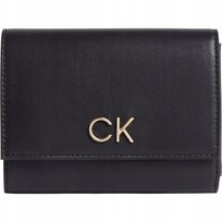Calvin klein portfel damski re-lock trifold czarny Calvin Klein