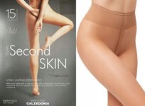 CALZEDONIA MATOWE Rajstopy cienkie Second Skin 15 DEN beżowe nude 7 1/2 S Calzedonia
