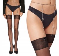 CALZEDONIA pas do pończoch cyrkonie diamentowa aplikacja wzór serca S/M Calzedonia