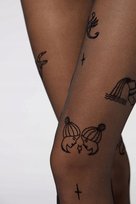 CALZEDONIA rajstopy ASTROLOGY zodiak czarne flokowany wzór T.1/2 S/M Calzedonia