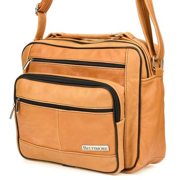 Camel pojemna SKÓRZANA TORBA męska do pracy Beltimore F72 brązowy, beżowy - Beltimore