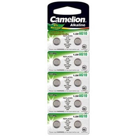 Фото - Акумулятор / батарейка Camelion AG10 LR54 LR1131 389 Alkaline Buttoncell 10 pc(s) 