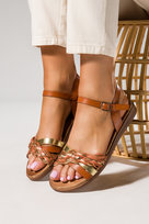 Camelowe sandały z warkoczem damskie płaskie Casu ER24X19-C-38