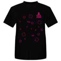 Camiseta Atari Retro Negra: Pink Asteroids Talla XL PlatinumGames