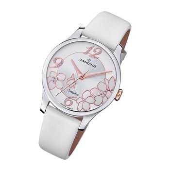 Candino damski zegarek analogowy Elegance C4720/1 modny skórzany zegarek na rękę biały UC4720/1 - Candino