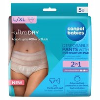 Canpol babies, Oddychające majtki poporodowe z podkładem 2w1, rozmiar L/XL, 5 szt.