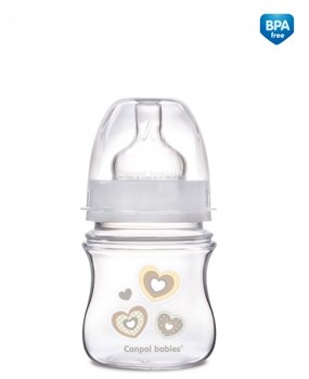 Canpol, EasyStart Newborn Baby, Butelka antykolkowa, 120 ml, Serduszka - Canpol Babies