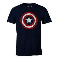 Captain America T-Shirt Męska Logo (S (52-55 Cm) / Granatowy) Marvel