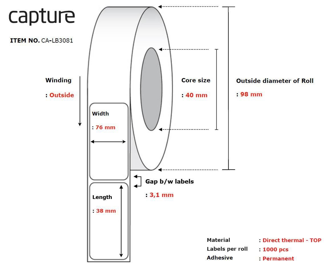 Capture Label 76X38, Core 40, Ca-Lb3081 - Inna marka | Sklep EMPIK.COM