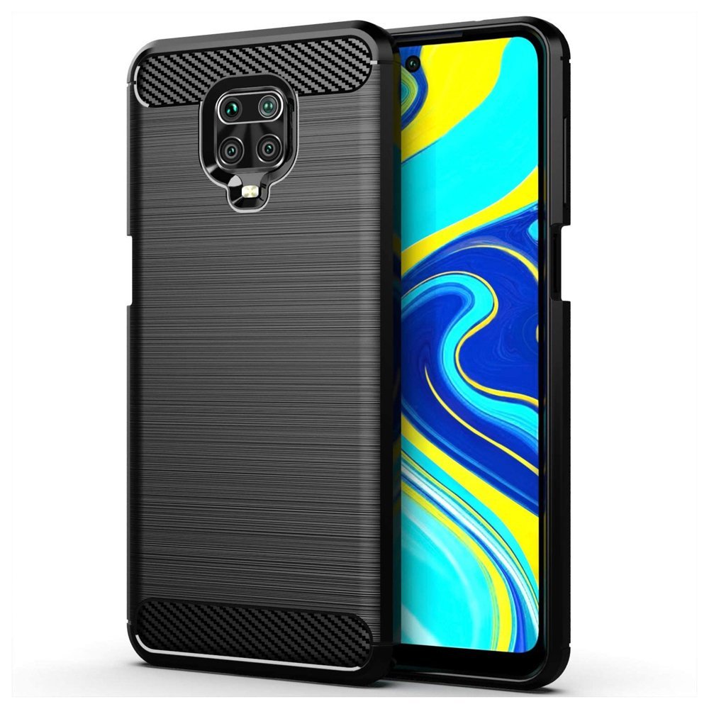 Carbon Case Elastyczne Etui Pokrowiec Xiaomi Redmi Note 9 Pro Redmi Note 9s Czarny Czarny 0199