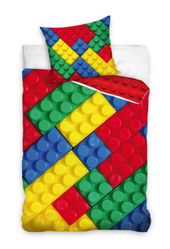 Carbotex, Pościel dziecięca, bawełniana, Kolorowe klocki, 160x200 cm - Carbotex