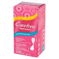 Carefree, Flexi Comfort Cotton Feel Fresh Scent, wkładki higieniczne, 60 szt.