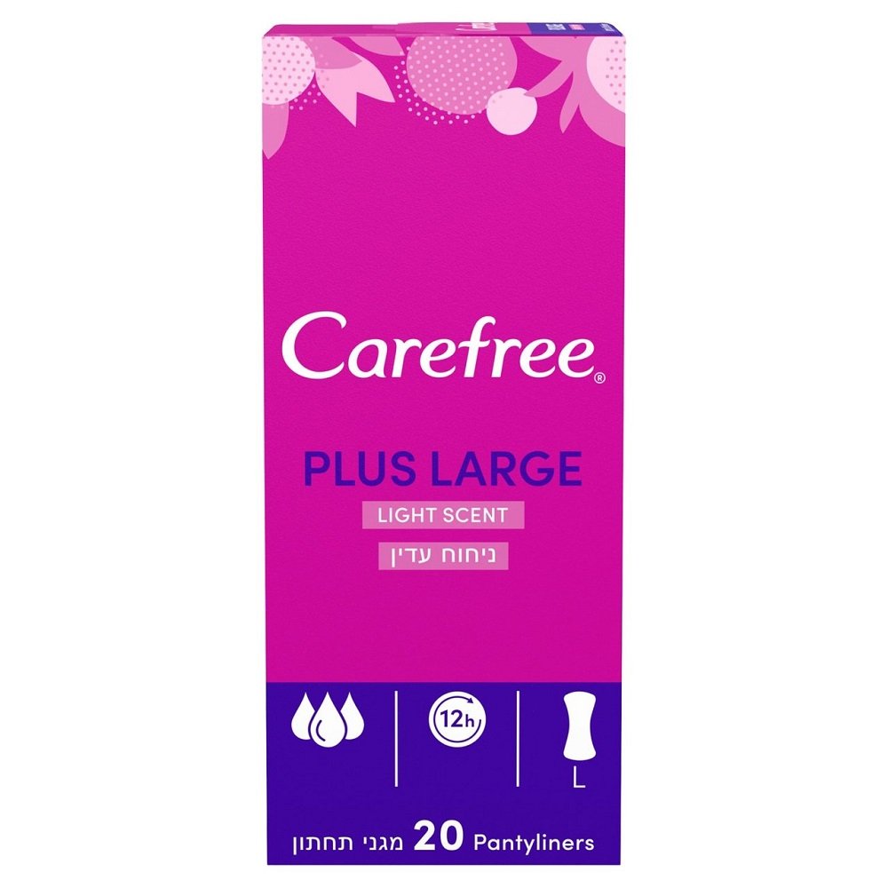 Carefree, Plus Large, wkładki higieniczne Light Scent, 20szt