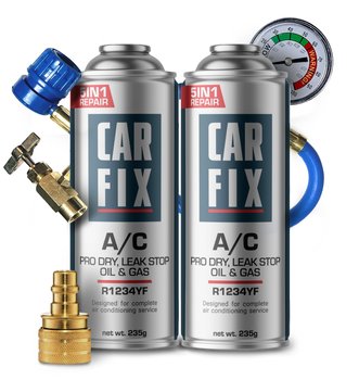 CARFIX 5w1 - 2x GAZ DO KLIMATYZACJI R1234YF CZYNNIK CHŁODNICZY + PRZEWÓD + ADAPTER - CarFix