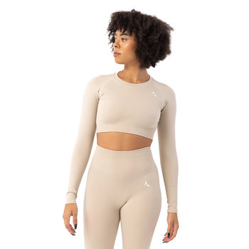 Carpatree Damski/bezszwowy Top Z Długim Rękawem Blaze Seamless Crop Top (L / Beżowy) - Carpatree