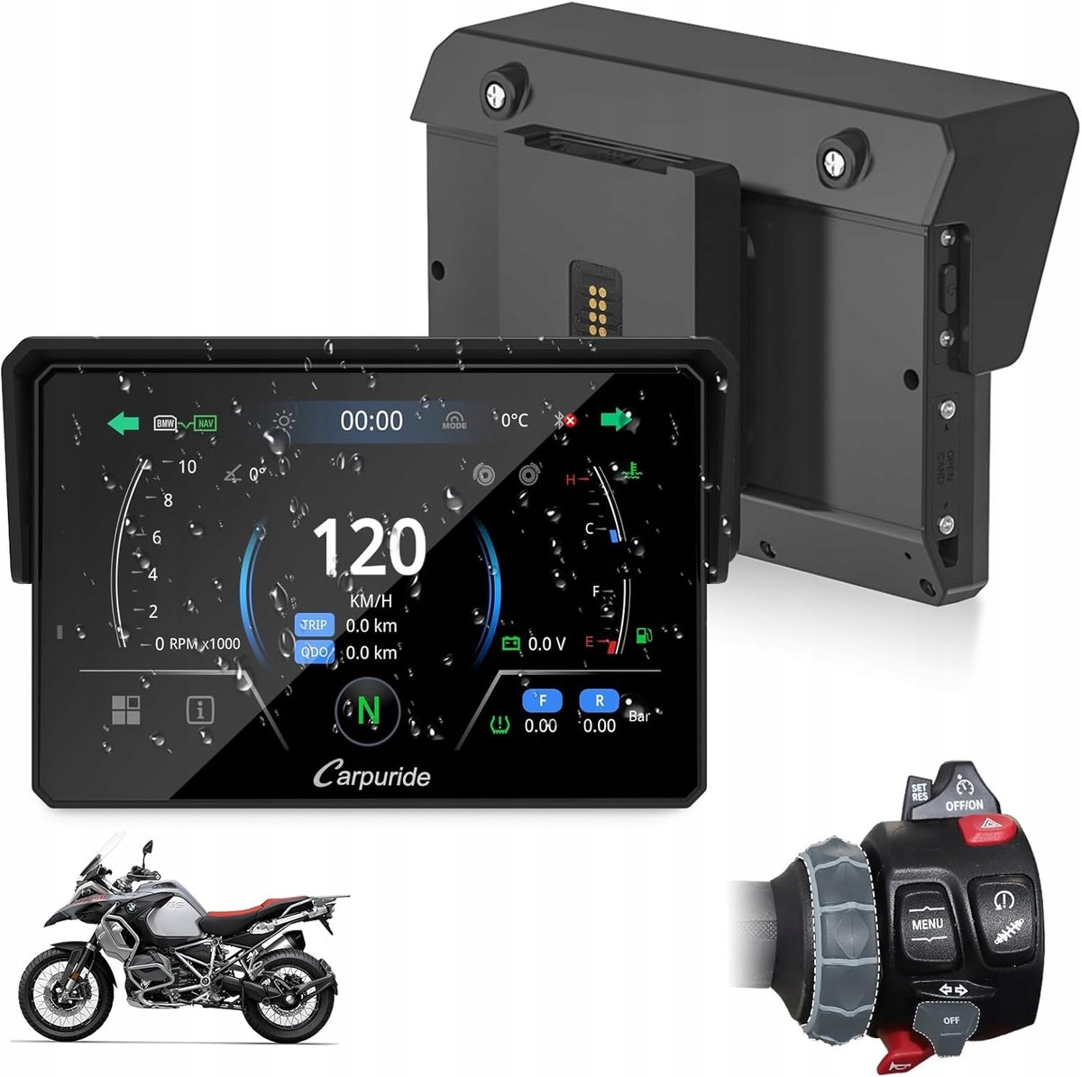 CARPURIDE W502BS Pro ekran motocyklowy BMW CarPlay i Android