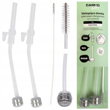 CASNO Zestaw 2x Silikonowa Słomka + Szczoteczka Do Butelki Baby DIZZY - Casno