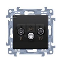 CASP.01/49 Simon 10 Gniazdo antenowe R-TV-SAT przelotowe (moduł), 1x wejście: 5 MHz-2,4 GHz czarny mat CASP.01/49