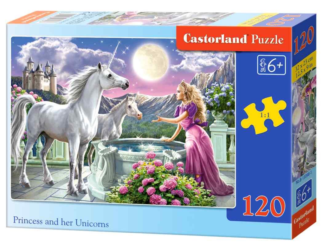 Фото - Пазли й мозаїки Castorland , puzzle, Disney, Princess and her Unicorns, 120 el. 