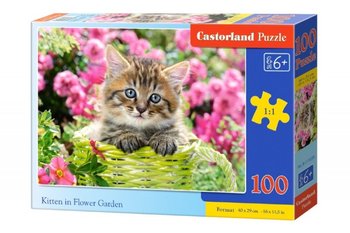 Castorland, puzzle, Kociak w kwiatowym ogrodzie, 100 el. - Castorland