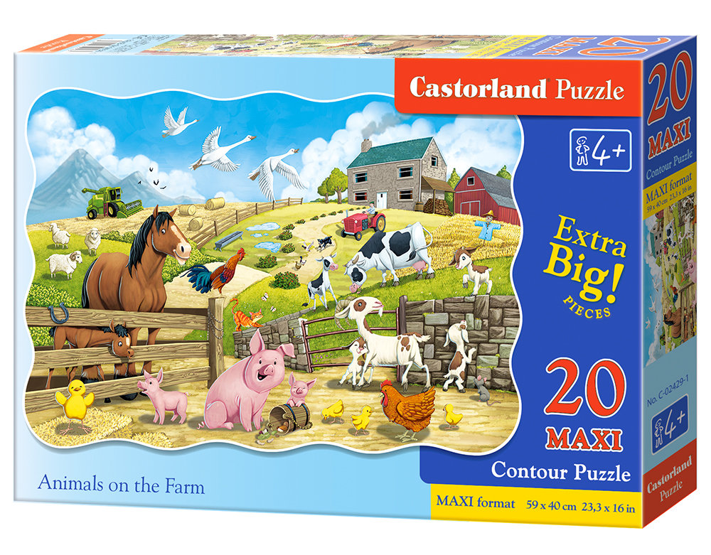 Castorland, puzzle, konturowe Animals on the Farm, 20 el.