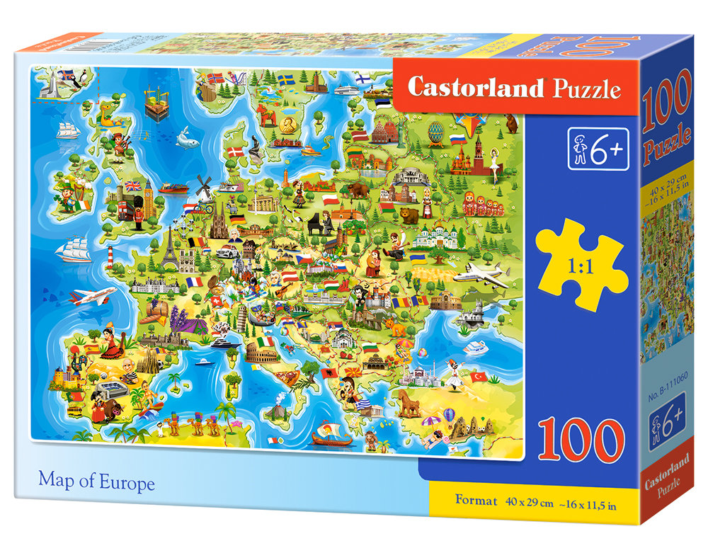 Castorland, puzzle, Mapa Europy, 100 el.